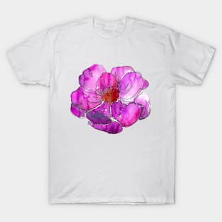 Watercolor peonies pink spring girly fuchsia magenta T-Shirt